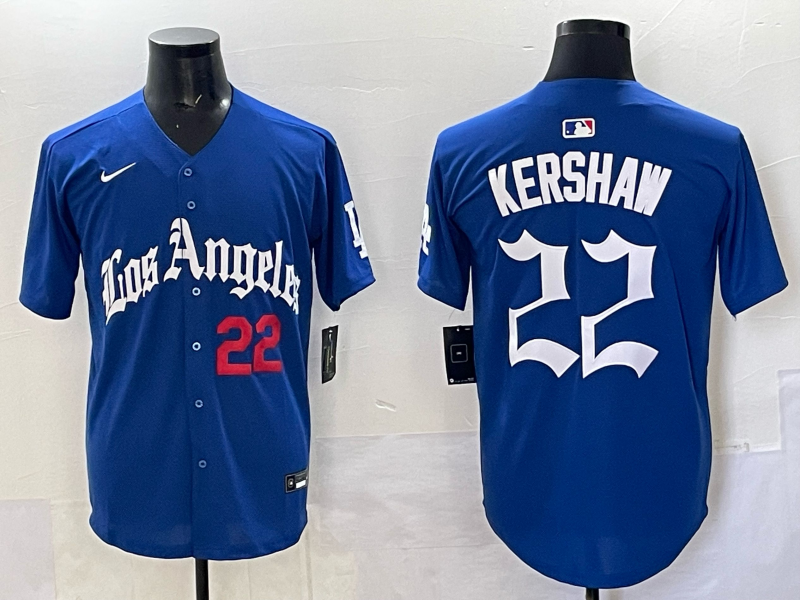 Men Los Angeles Dodgers #22 Kershaw Blue 2025 Nike MLB Jersey style 0013